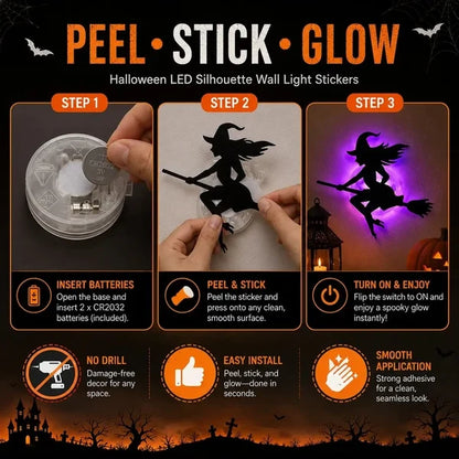 🔥Last Day Promotion 60% OFF|🎃 Halloween LED Silhouette Wall Light Stickers